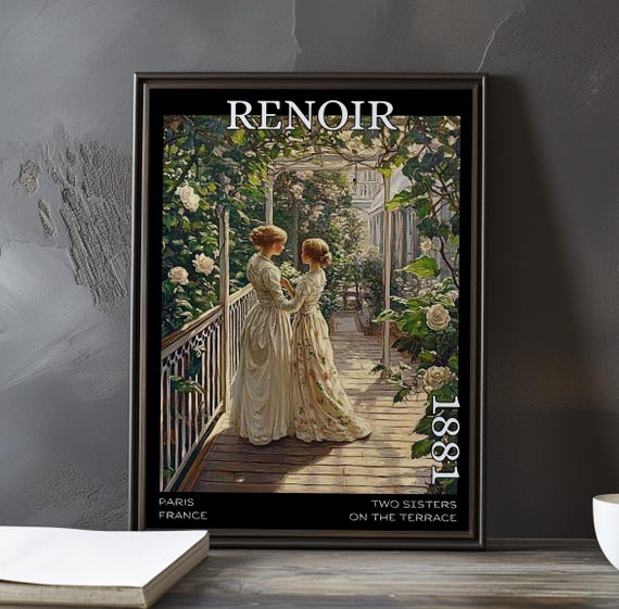 Two Sisters On The Terrace 1881 Pierreauguste Renoir Print Poster French Impressionist Portrait Garden Sunlight Sisterhood Art Decor