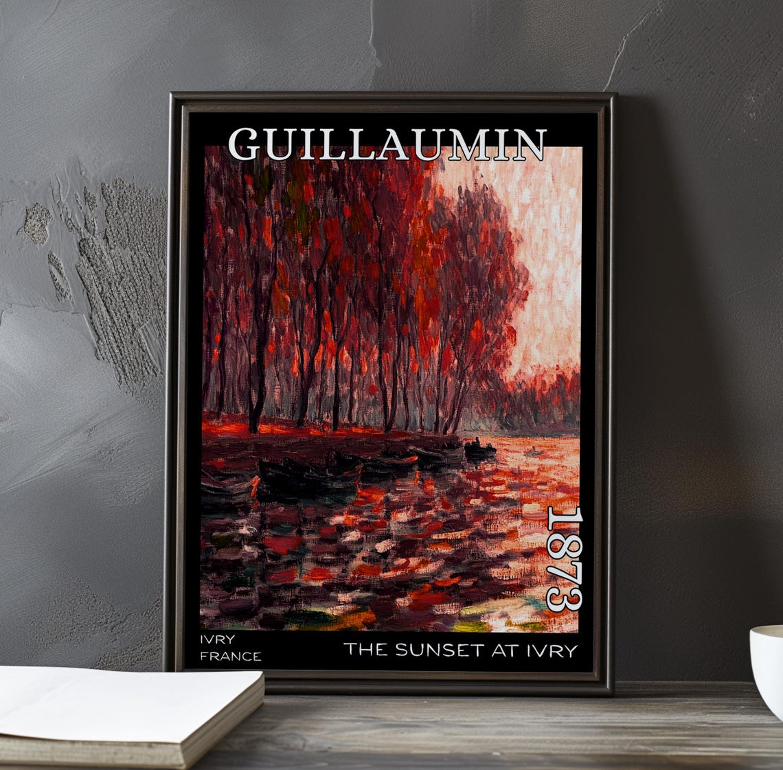 Sunset At Ivry 1873 Guillaumin Red Autumn Trees Impressionist Poster