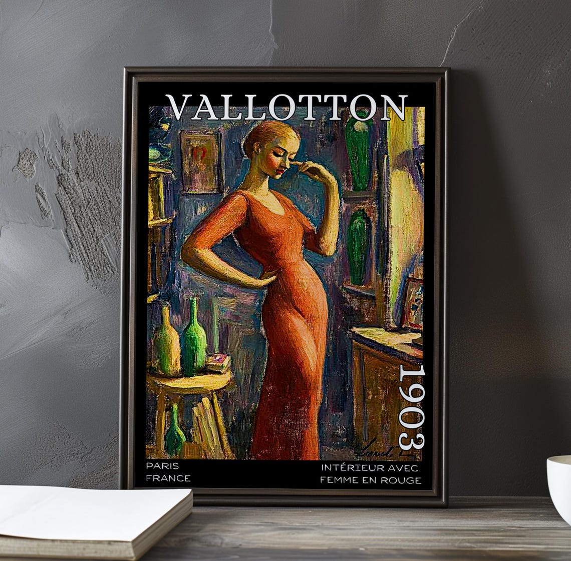Intrieur Avec Femme En Rouge 1903 Flix Vallotton Printposter Nabis Painting Post Impressionism 20th Century French Figure Art Decor