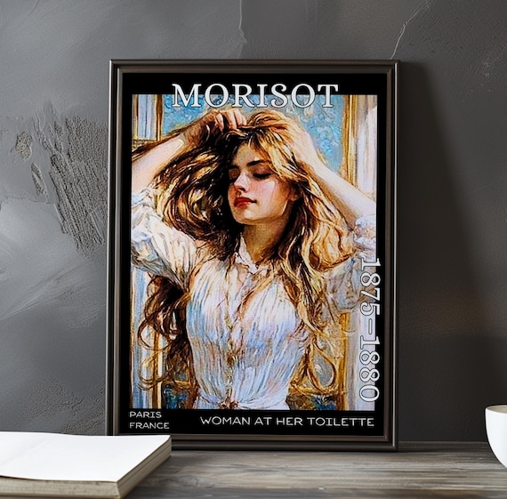 Morisot 1875-1880 Woman At Her Toilette White Blouse Hair Portrait Poster
