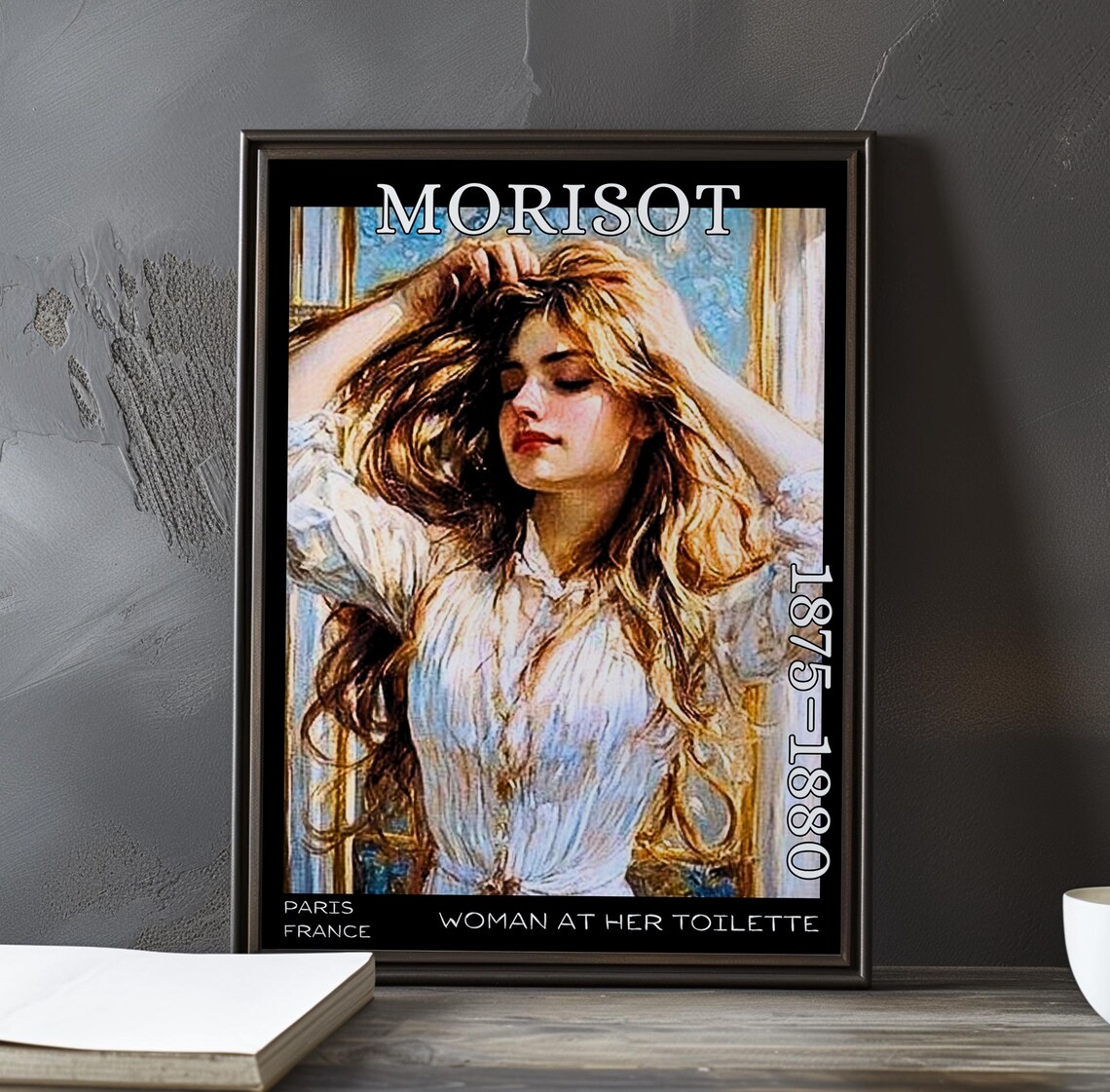 Morisot 1875-1880 Woman At Her Toilette White Blouse Hair Portrait Poster