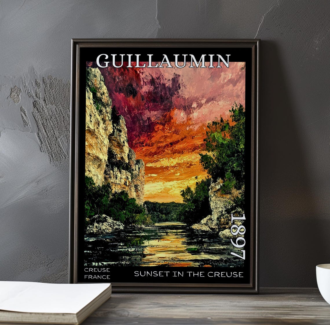 Guillaumin Sunset in the Creuse River Bend Cliffs 1897 Poster