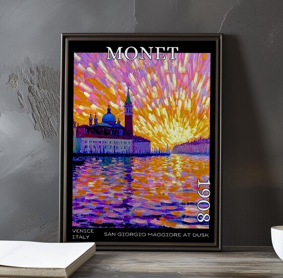 Claude Monet San Giorgio Maggiore 1908 Sunset Skyburst Poster