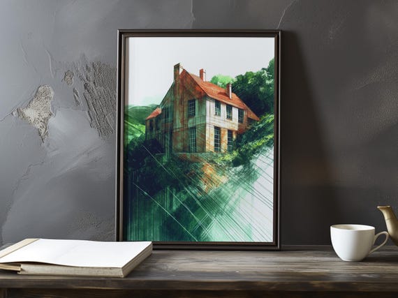 A House Amid Rolling Hills Paul Cezanne Inspired Impressionist Art Print French Natural Landscape Posterstill Life Poster Decor