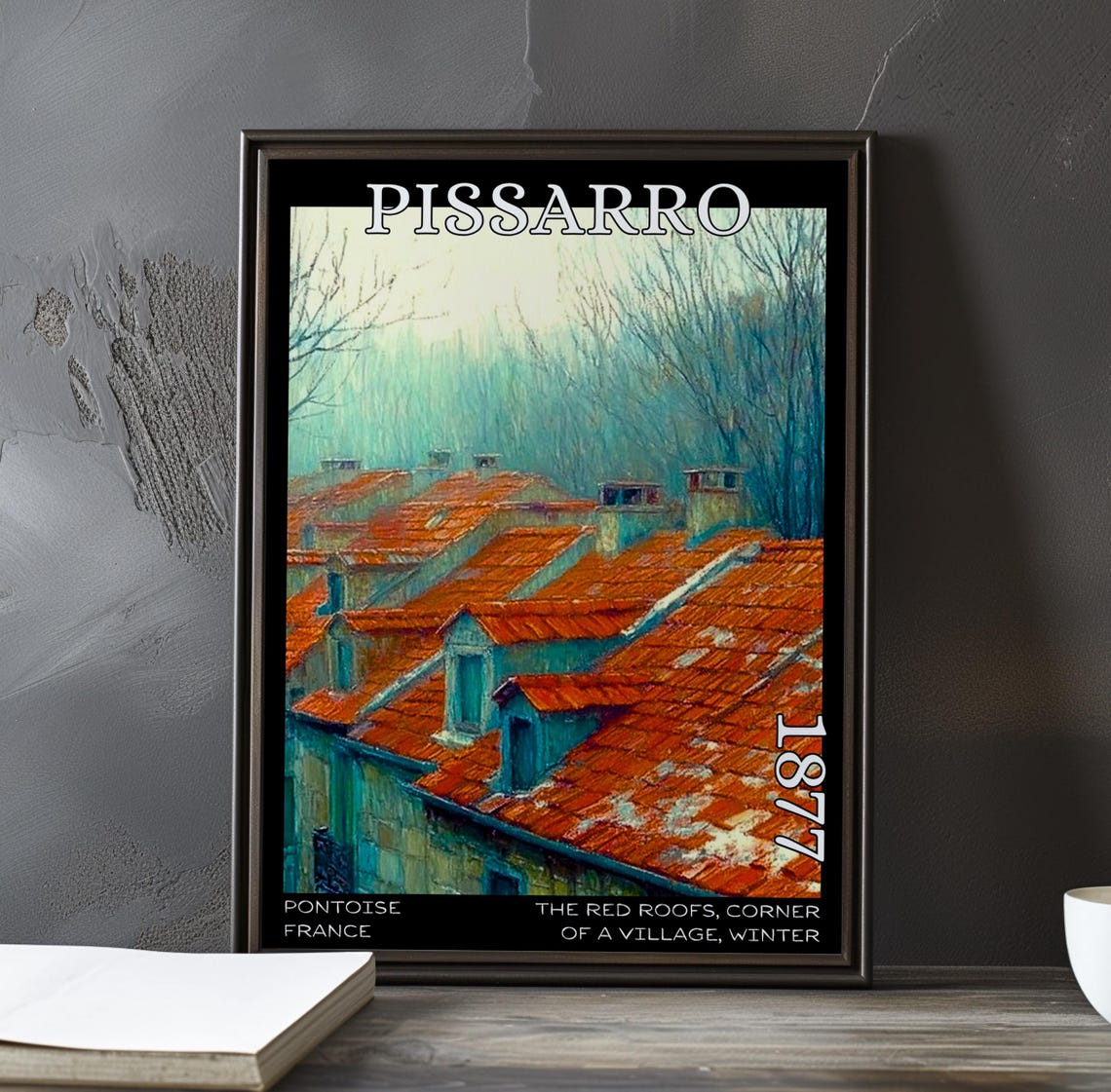 Pissarro 1877 Red Roofs Village Rooftop Panorama Winter Poster