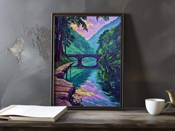 Bridge Reflections On A River Armand Guillaumin Inspired Poster Art Print Large Wall Decor Impressionism Prints Posters