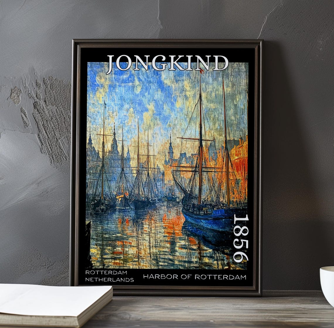 Jongkind Harbor of Rotterdam Impressionist Blue and Orange Poster