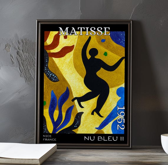 Nu Bleu Ii 1952 Henri Matisse Print Poster Blue Nude Abstract Cutout Female Figure French Post Impressionism Fauvist Art Decor 1950s