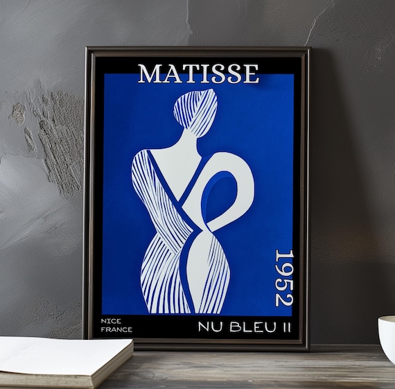 Matisse White Cut Out Figure on Cobalt Blue 1952 Exhibition Poster
