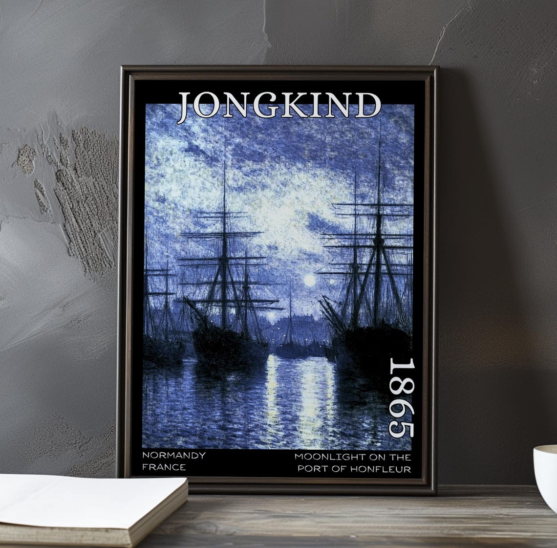Johan Jongkind Tall Ships Under Full Moon 1865 Harbor Poster