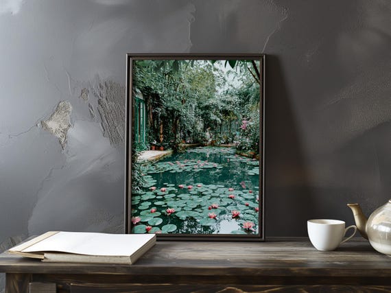Claude Monet Poster Water Lilies Garden At Giverny Impressionist Gallery Print Colourful Impressionism Art Home Decor
