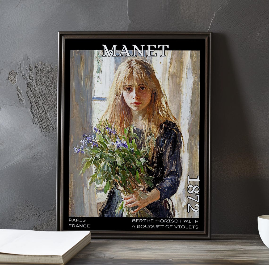 Manet Berthe Morisot with Violets by a Sunlit Window 1872 Poster