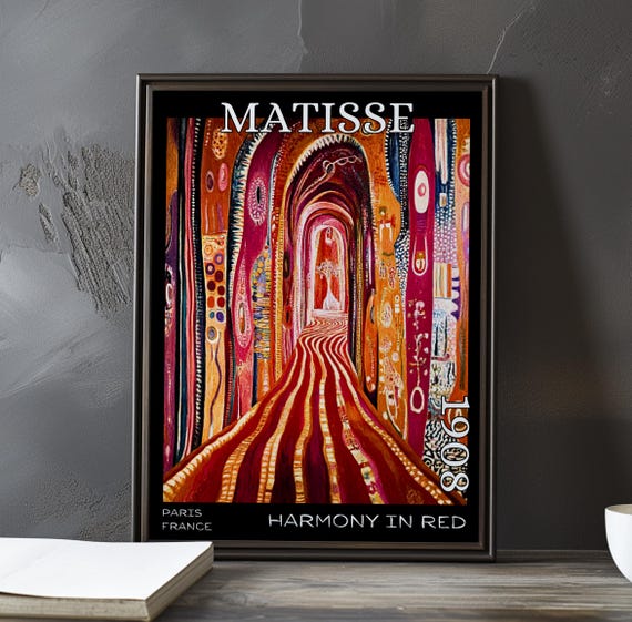 Harmony In Red 1908 Henri Matisse Print Poster Fauvism Interior Scene Room French Post Impressionism Bold Colour Wall Art Decor
