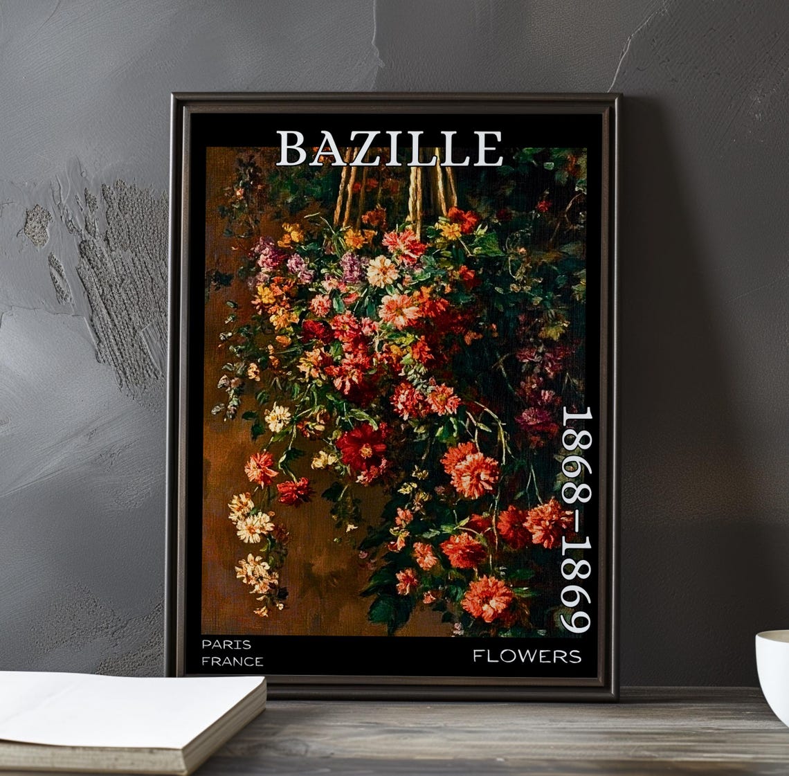 Bazille Flowers 1868-1869 Cascading Blossoms Ochre Panel Poster