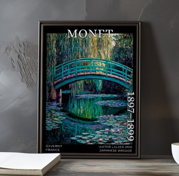 Water Lilies Japanese Bridge 18971899 Claude Monet Print Poster Impressionism Post Impressionist Pond Scene French Floral View Art