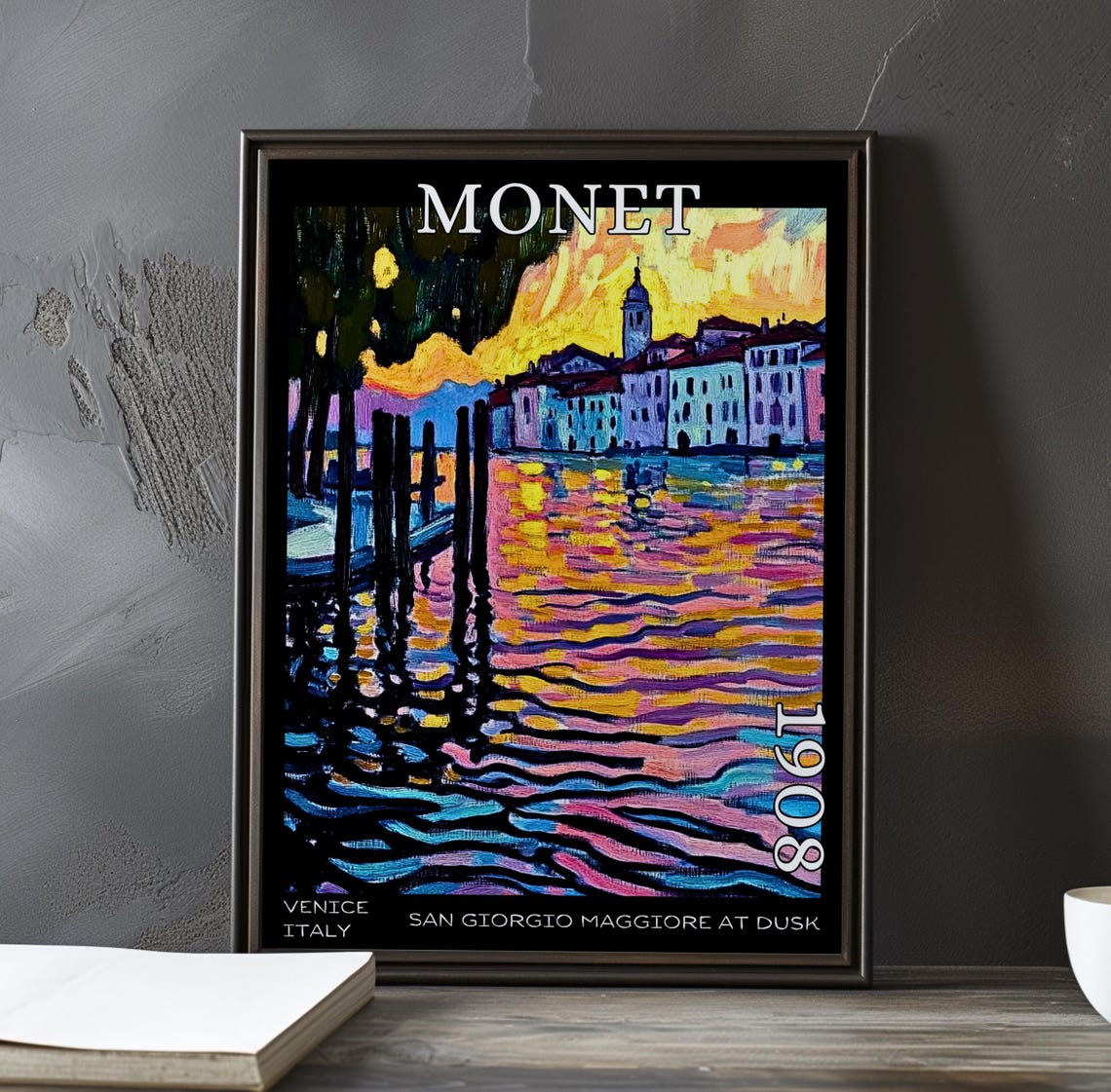 Claude Monet San Giorgio Maggiore 1908 Mooring Posts Water Poster