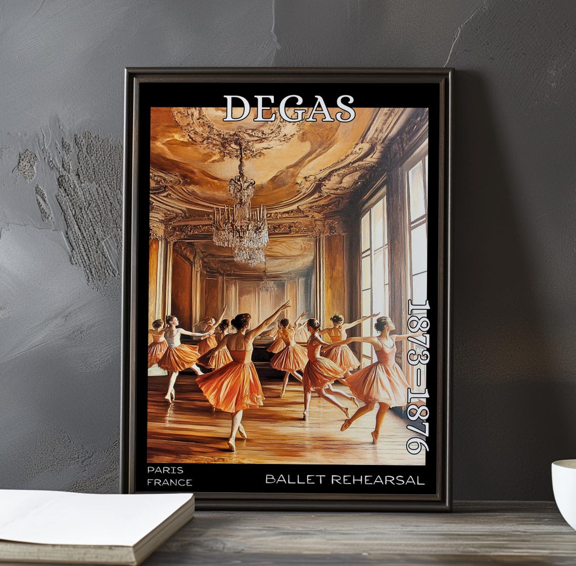 Dancers in Orange Tutus in Grand Hall Degas-Style Ballet Poster