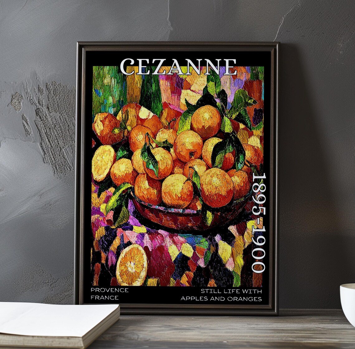 Cezanne Sunlit Bowl of Oranges and Apples Still Life Art Poster