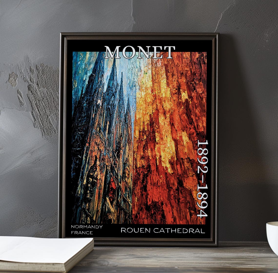 Rouen Cathedral Sunset Glow Twin Towers Claude Monet 1892-1894 Poster