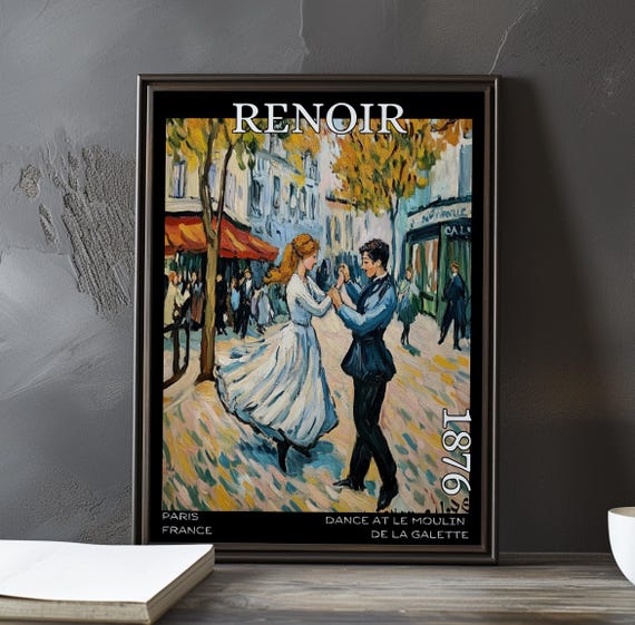 Dance At Le Moulin De La Galette 1876 Pierreauguste Renoir Print Poster French Impressionism Paris Social Life Montmartre Decor Art
