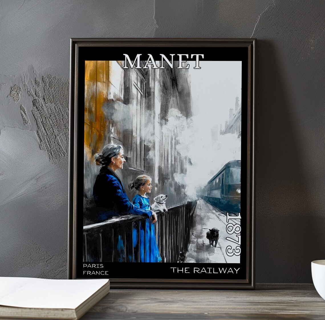 Manet The Railway 1873 Woman Girl Dog Train Platform Scene Art Poster