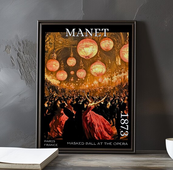 Manet Masked Ball Glowing Lanterns and Red Gowns 1873 Poster
