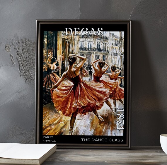 Edgar Degas The Dance Class 1874 Orange Tutus Paris Street Poster