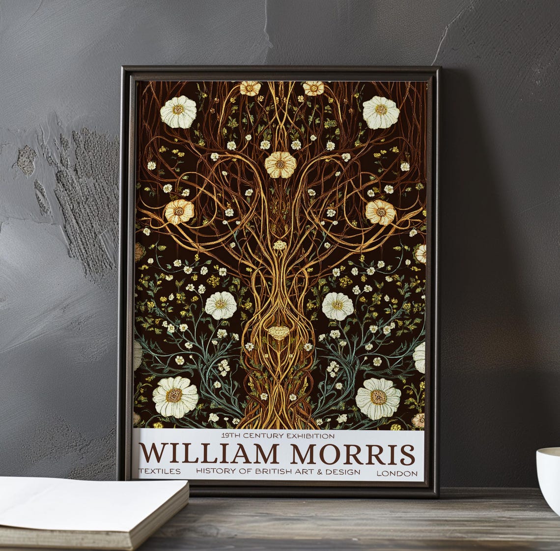 William Morris Golden Tree of Life on Rich Chocolate Ground Poster