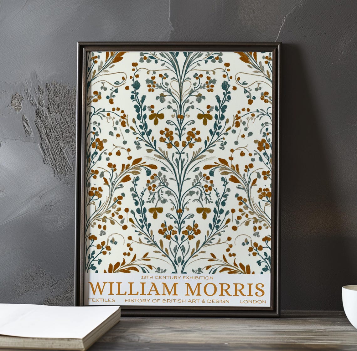 William Morris Tiny Mustard Bloom Sprig Pattern Exhibition Poster