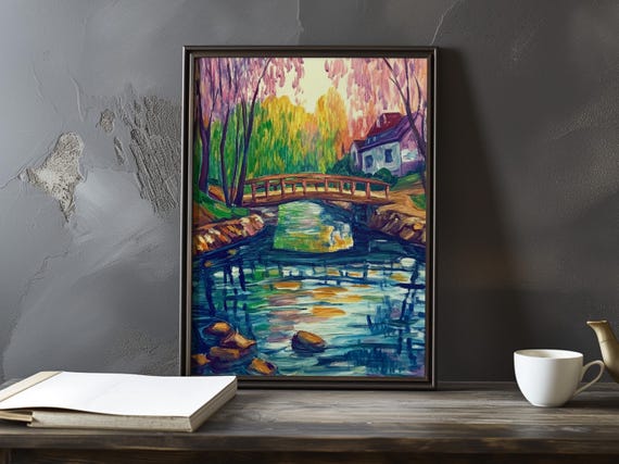 Bridge Reflections On A River Armand Guillaumin Inspired Poster Art Print Large Wall Decor Impressionism Prints Posters