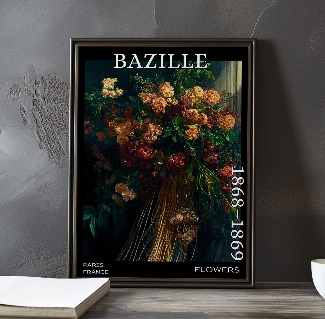 Bazille Flowers 1868-1869 Moody Rust Bouquet Still Life Poster