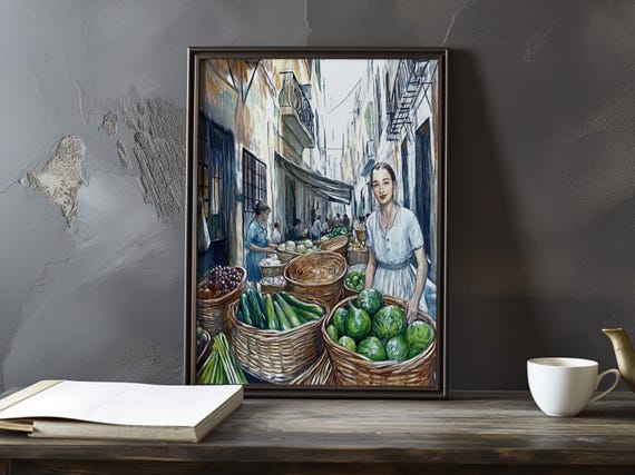 A Market Scene In Provence Paul Cezanne Inspired Impressionist Art Print French Natural Landscape Posterstill Life Poster Decor