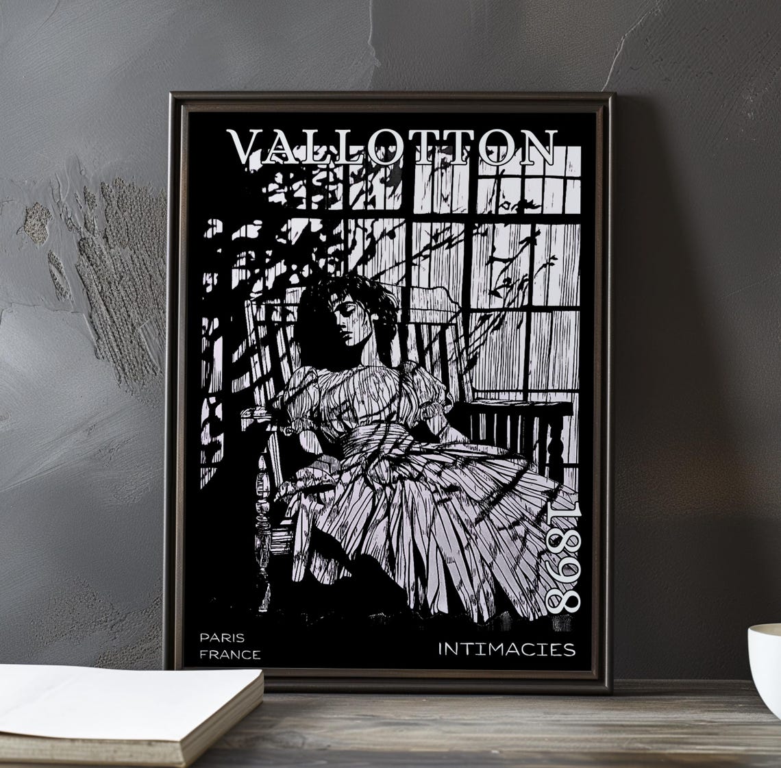Intimits 1898 Flix Vallotton Print Poster Nabis Woodcut Symbolist Interior Art French Black White Nude Wall Decor Parisian France