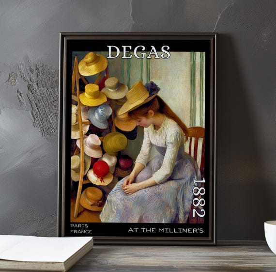 At The Milliners 1882 Edgar Degas Print Poster Impressionism Post Impressionist Fashion French Boutique Scene Modern Elegance Art