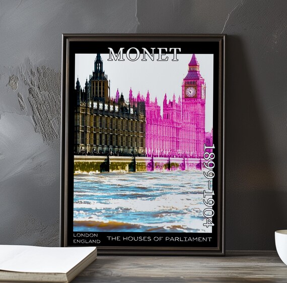 Houses of Parliament Magenta Pop Art Style Claude Monet 1899-1904 Poster