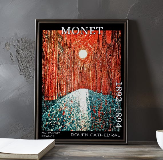 Rouen Cathedral 18921894 Claude Monet Print Poster Impressionism Post Impressionist Church Facade Gothic Light Study Series Art Decor