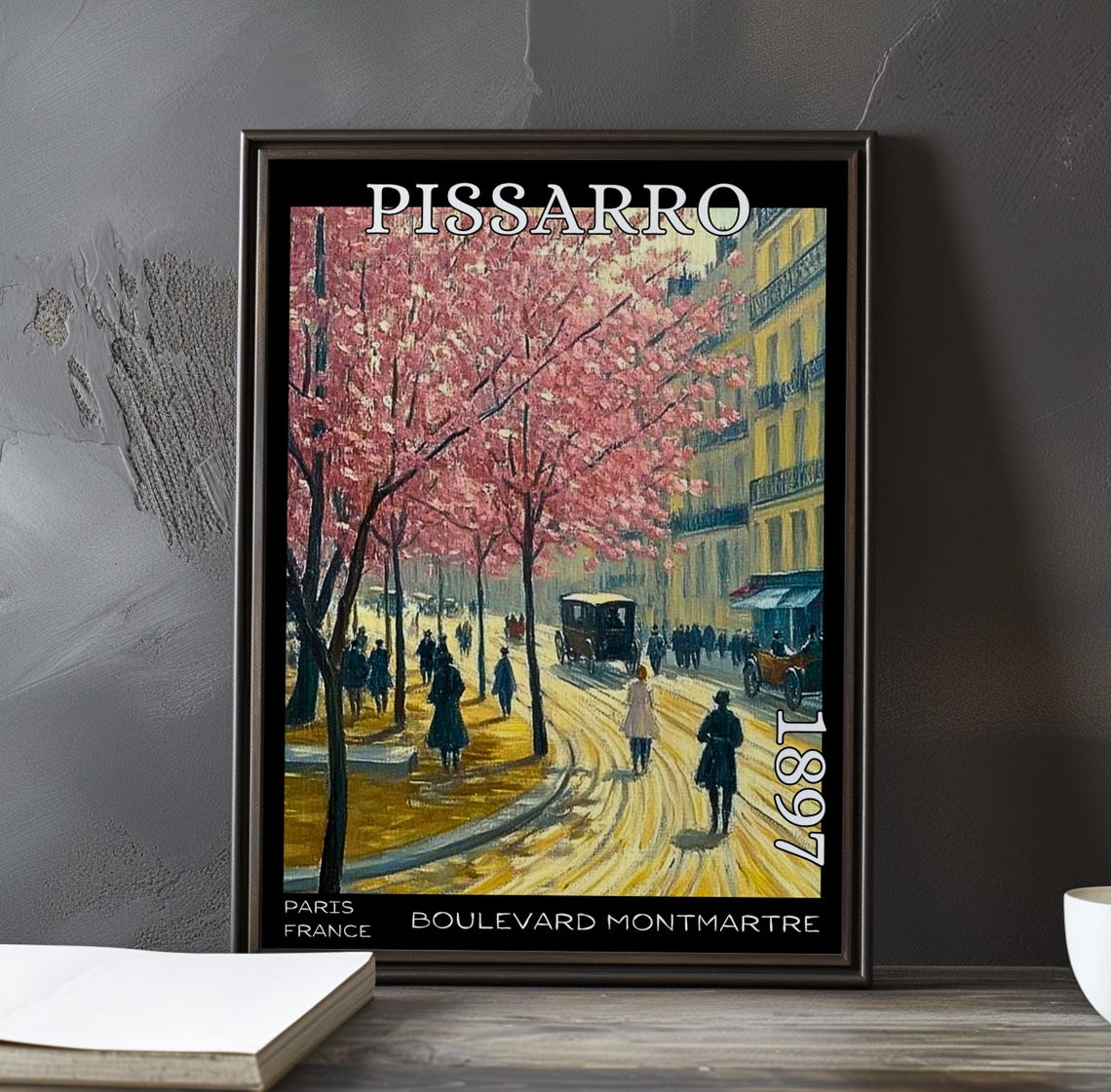 Pissarro Boulevard Montmartre 1897 Curved Boulevard Blossom Poster