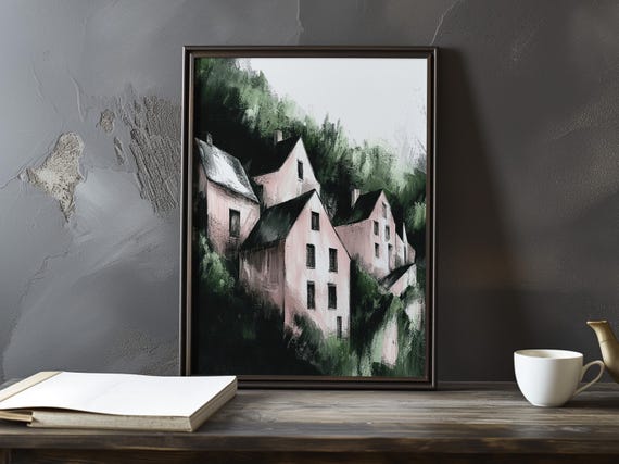 A View Of Village From Afar Paul Cezanne Inspired Impressionist Art Print French Natural Landscape Still Life Poster Impressionism