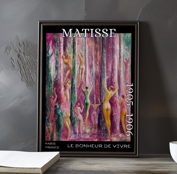 Henri Matisse Le Bonheur de Vivre Magenta Forest Nudes Poster