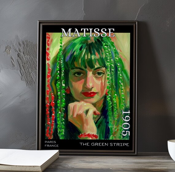 Matisse Green Stripe 1905 Paris Green Bead Strands Portrait Poster