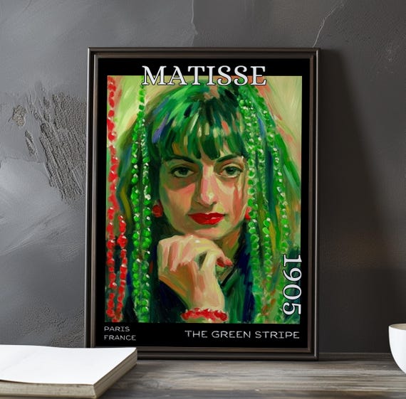 The Green Stripe 1905 Henri Matisse Print Poster Fauvism Portrait Modernist French Post Impressionism Expressive Colour Wall Art Decor