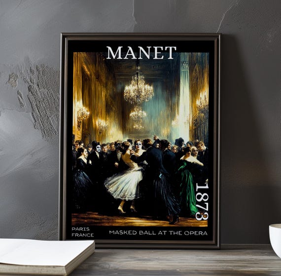 Masked Ball At The Opera 1873 Douard Manet Print Poster French Impressionist 19th Century Figures Ballroom Scene Parisian Nightlife