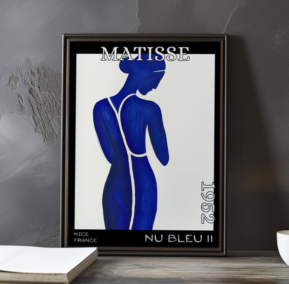 Nu Bleu Ii 1952 Henri Matisse Print Poster Blue Nude Abstract Cutout Female Figure French Post Impressionism Fauvist Art Decor 1950s