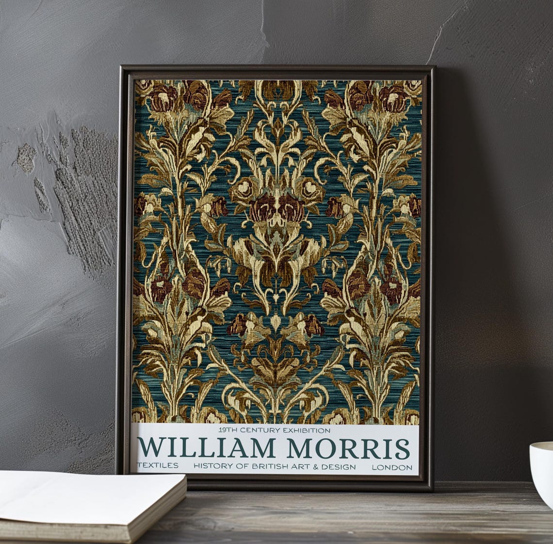 William Morris Gilded Acanthus Brocade Teal Exhibition Poster