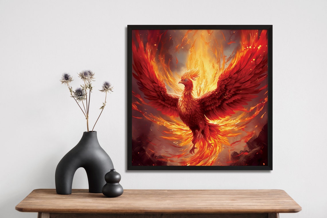 Majestic Phoenix Rising Flames Rebirth Fire Bird Fantasy Poster - Image 3