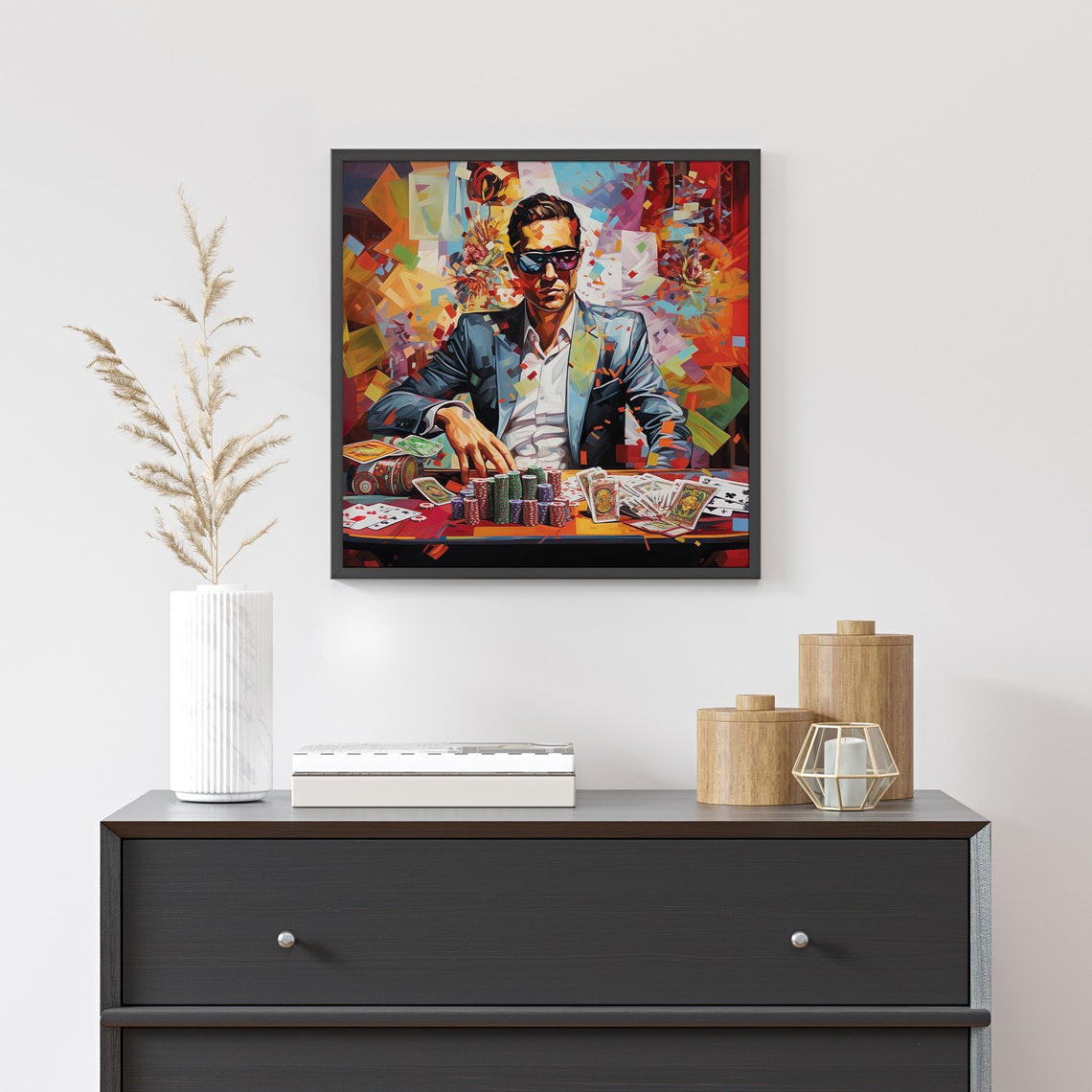 Painting Of A Man Playing Poker Framed Poster Poker Tournament Painting Poker Wall Art Winning In Poker Painting Poker Framed Poster - Image 4