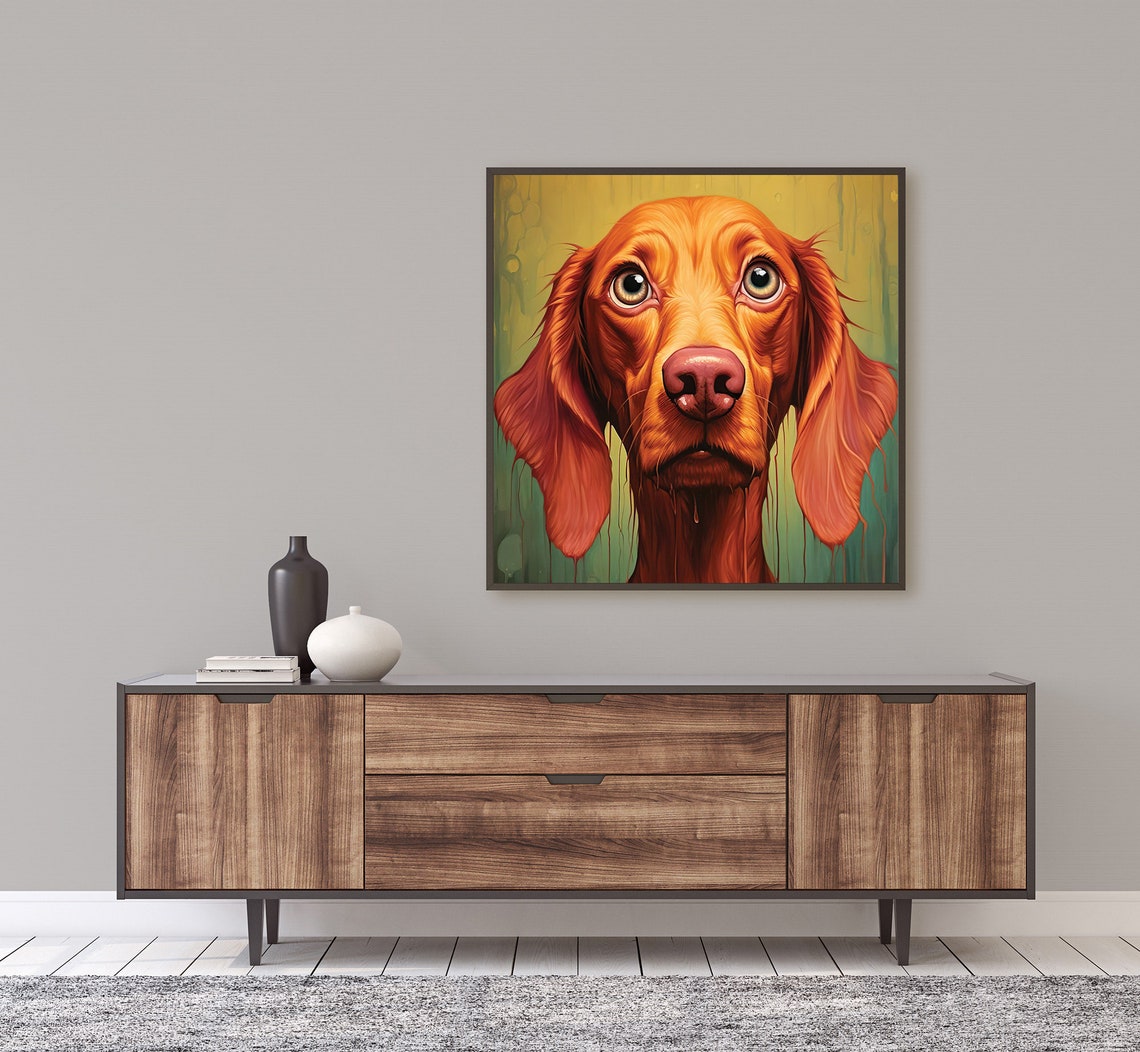 Painting Of Hungarian Vizsla Dog Framed Poster Dog Wall Art Dog Lovers Poster Wall Hanging Home Decoration Portrait Of Vizsla Dog - Image 3