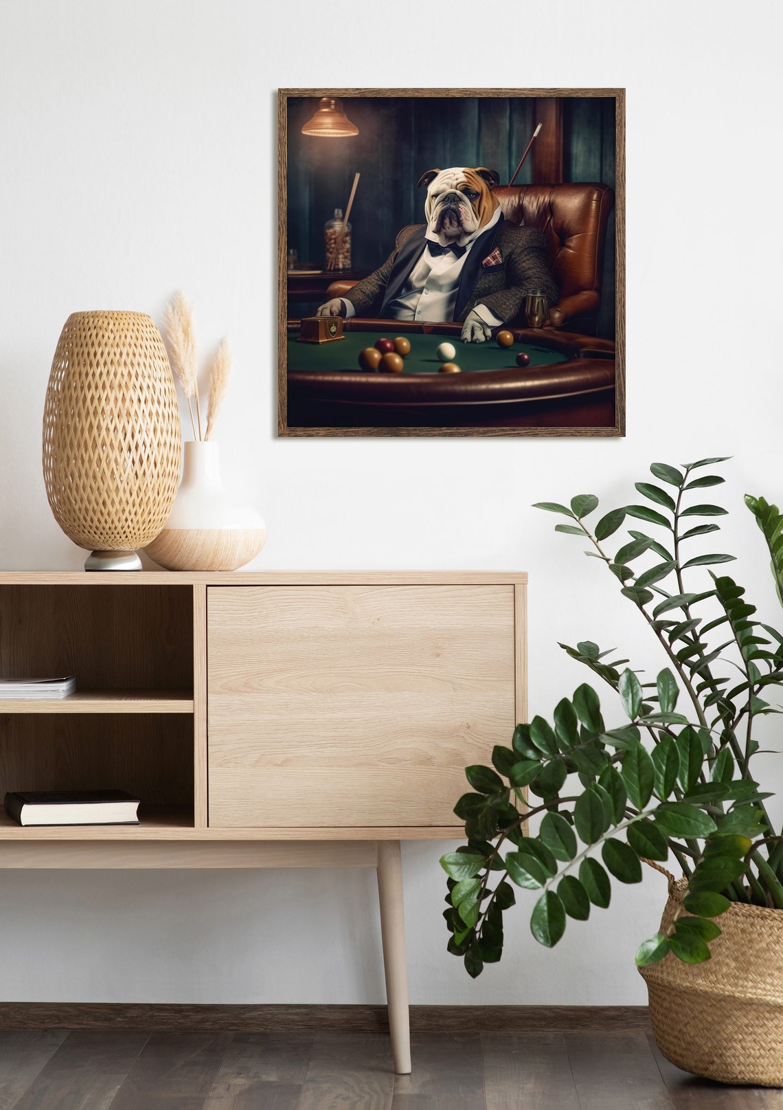 Bulldog In Suit Playing Billiards Gentleman Dog Pool Hall Art Poster - Image 2