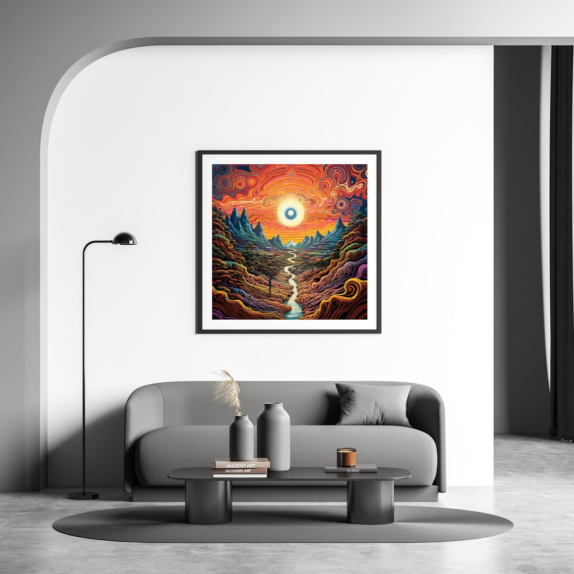 Vibrant Psychedelic Sunrise Framed Poster Psychedelic Wall Art Psychedelic Nature Trippy Wall Art Wall Hanging Poster Psychedelic Sun - Image 4