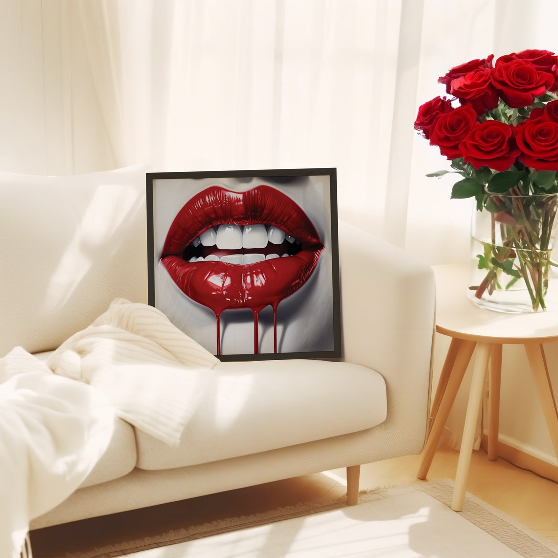 Glossy Red Lips Macro Dripping Lipstick Bold Pop Art Glam Poster - Image 5